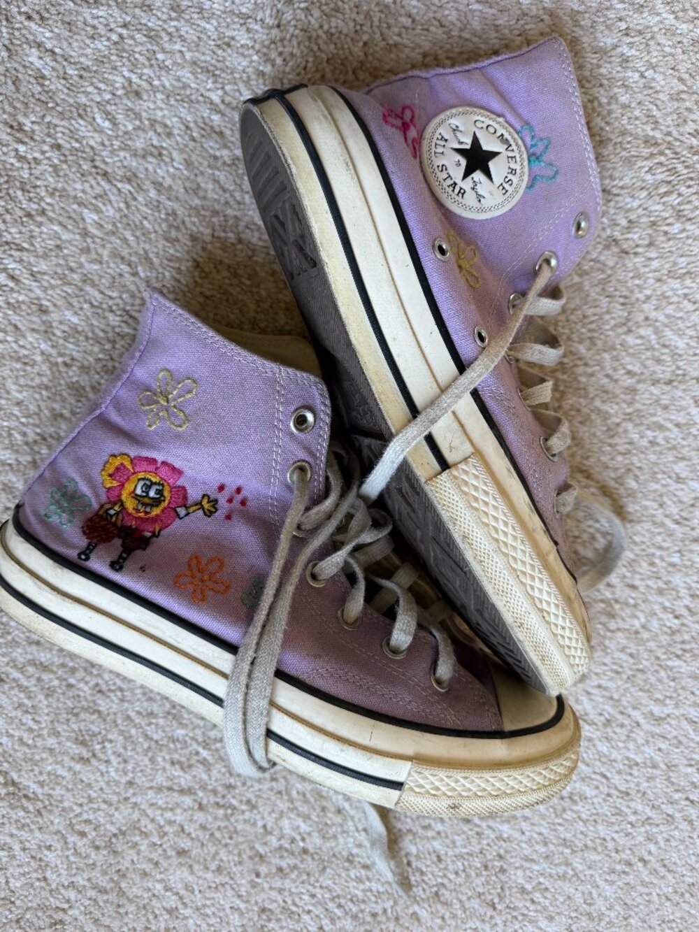 Rare Spongebob Embroidered Lavendar Converse